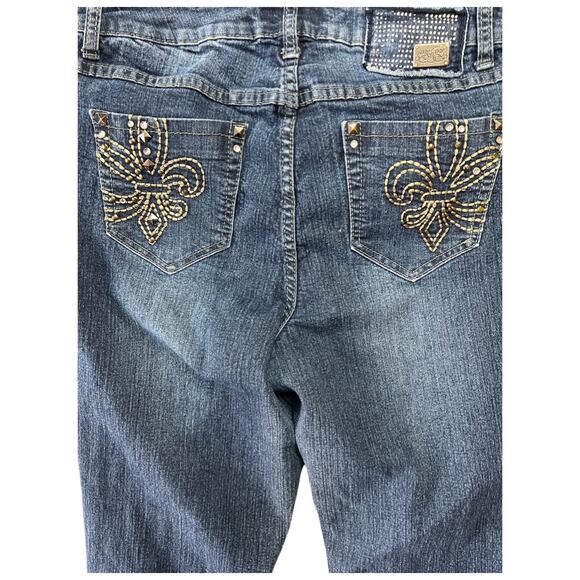 Womens Jeans Fleur de lis Medium Wash Boot Cut 14 - Picture 4 of 5